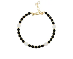 Bracciale ottone finitura dorata con pietre nere e bianche Selezione zanolli