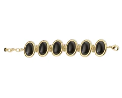 Bracciale ottone finitura oro con occhio di gatto nero Sovrani