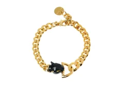 Bracciale pantera in bronzo dorato e smalto nero Unoaerre