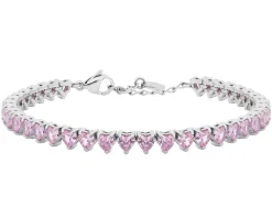 Bracciale tennis acciaio e zirconi rosa cuore Liu jo