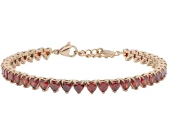 Bracciale tennis acciaio rose' e zirconi rossi cuore Liu jo