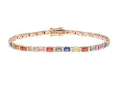 Bracciale tennis oro 750‰ con diamanti ct. 0.80 e zaffiri multicolor ct. 7.36 Davite & delucchi