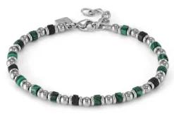 Bracciale uomo instinctstyle sea acciaio malachite e pietra lavica Nomination