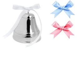 Campana carillon argento con fiocco rosa, celeste o bianco Selezione zanolli