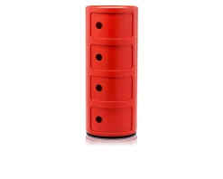 Cassettiera componibile a quattro elementi colore rosso Kartell