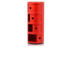 Cassettiera componibile a quattro elementi colore rosso Kartell