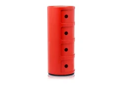 Cassettiera componibile a quattro elementi colore rosso Kartell