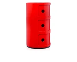 Cassettiera componibile a tre elementi colore rosso Kartell