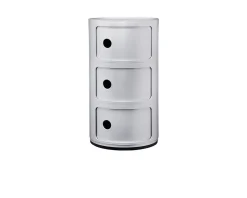 Cassettiera componibile recycled a tre elementi colore silver Kartell