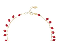 Cavigliera argento dorato con resina corallo Selezione zanolli