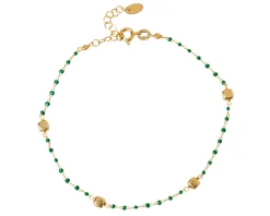 Cavigliera argento dorato con smaltini verdi e cubetti Selezione zanolli