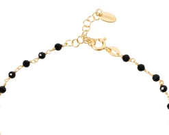 Cavigliera argento dorato con spinello nero e charms stelle Selezione zanolli