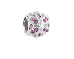 Charm colori argento fiore con luce ametista Chamilia
