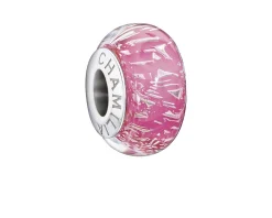 Charm colori argento murano glitter rosa Chamilia
