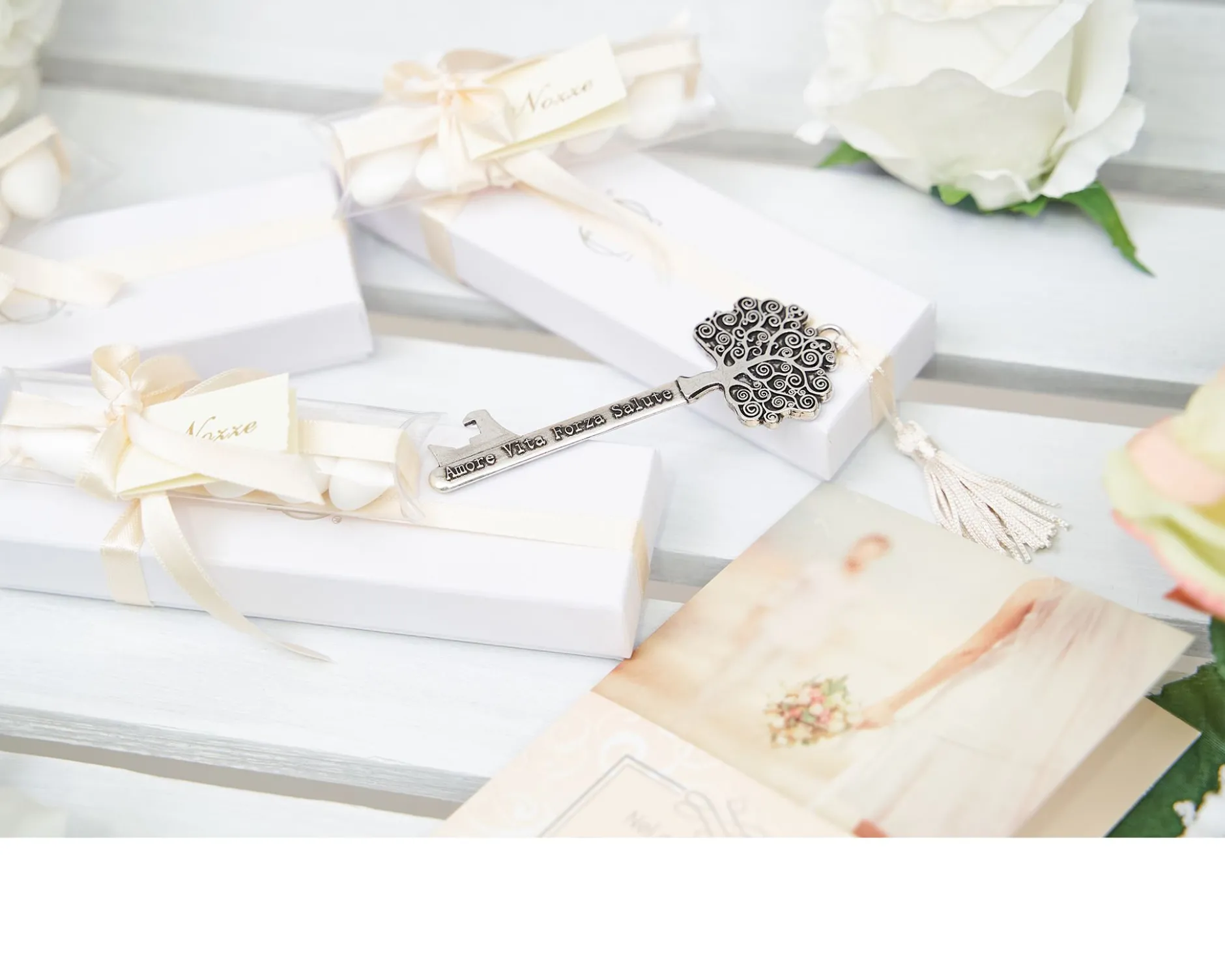 Chiave albero della vita con nappina e scatola portaconfetti Selezione zanolli