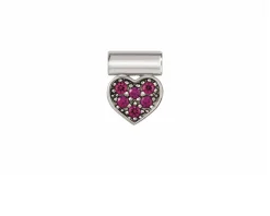 Ciondolo seimia argento cuore rosso e pietre Nomination