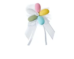 Ciuffo portaconfetti con confetti multicolor e nastro bianco Selezione zanolli