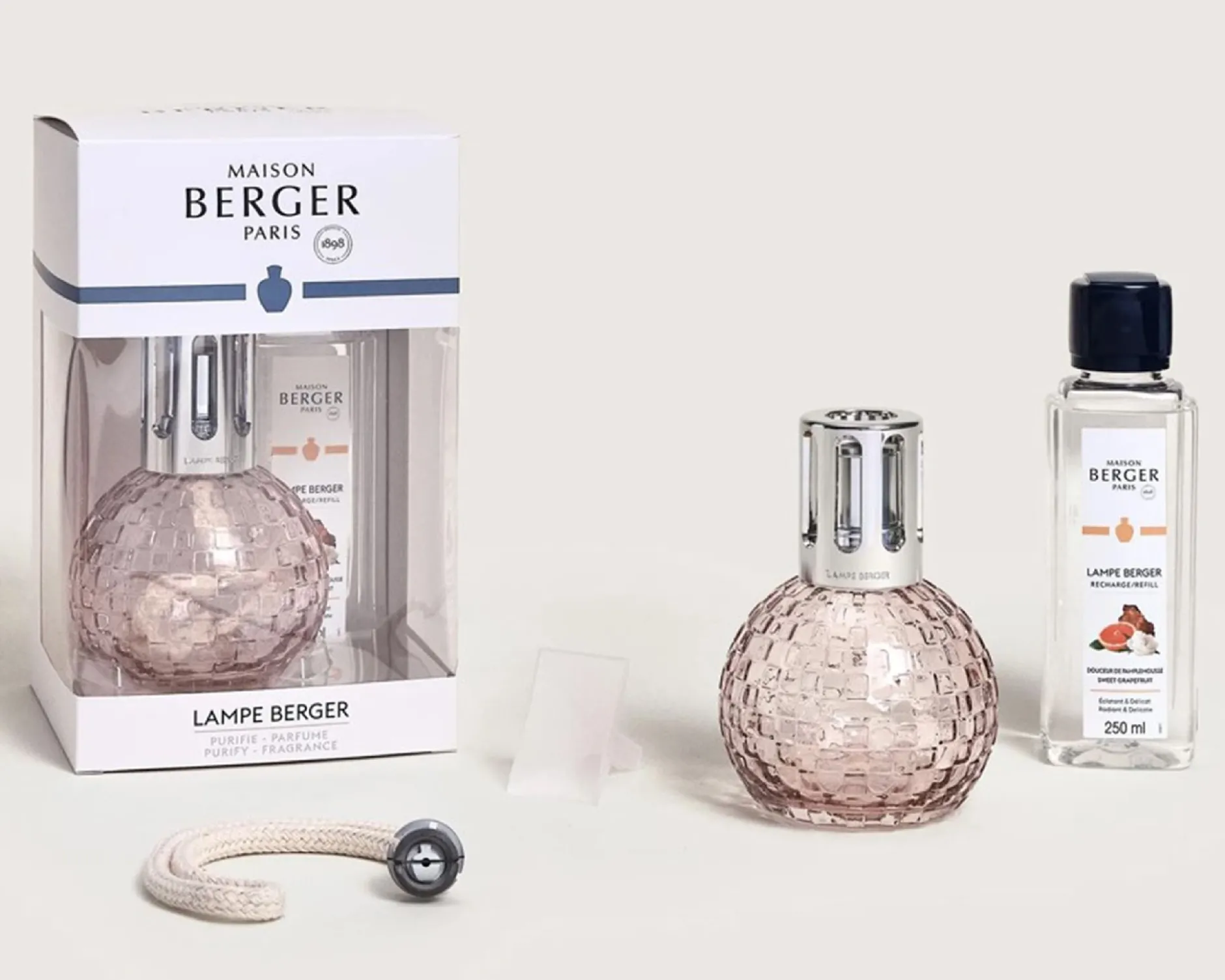 Cofanetto lampada catalitica disco rosa con profumo 250 ml douceur de pamplemousse Maison berger paris