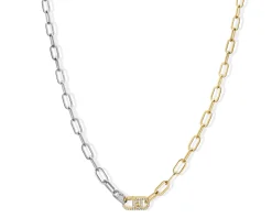 Collana acciaio bicolore chiusura logo con zirconi Liu jo