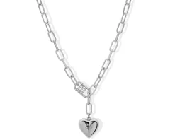 Collana acciaio cuore bombato con logo Liu jo
