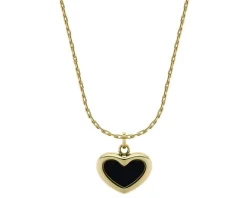 Collana acciaio dorato cuore e onice nero Liu jo