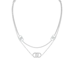 Collana acciaio 2 fili logo con zirconi Liu jo