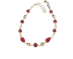 Collana amelie ottone dorato con giada rubellite e more rosse Sovrani