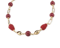 Collana amelie ottone dorato con giada rubellite e more rosse Sovrani