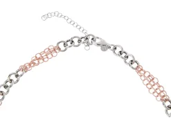 Collana argento con anelli lisci e diamantati rosè Selezione zanolli