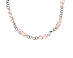 Collana argento con anelli lisci e diamantati rosè Selezione zanolli