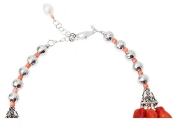 Collana argento con corallo bamboo e perle Luisa della salda