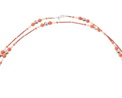 Collana argento con corallo bamboo e perle Luisa della salda