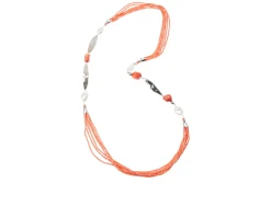 Collana argento con corallo bamboo e perle Luisa della salda