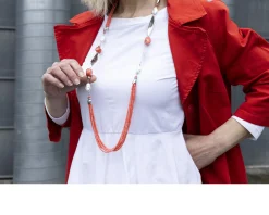 Collana argento con corallo bamboo e perle Luisa della salda
