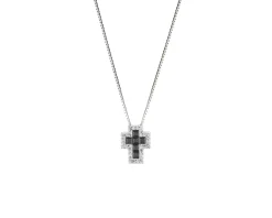 Collana argento con croce con zirconi neri Sovrani