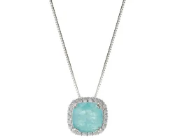 Collana argento con cubic zirconia e pietra idrotermale verde acqua Sovrani