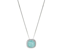 Collana argento con cubic zirconia e pietra idrotermale verde acqua Sovrani