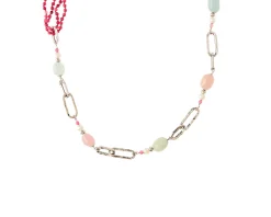 Collana argento con morganite, giada rosa e perle Luisa della salda