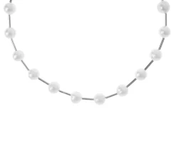 Collana argento con perle di fiume e cilindri Selezione zanolli