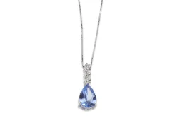 Collana argento con zirconi acquamarina e bianchi Sovrani