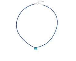 Collana argento con zirconi blu e centrale azzurro Selezione zanolli