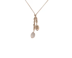 Collana argento cubetti e ovale con zirconi bianchi Mediterraneo gioielli