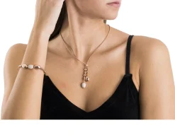Collana argento cubetti e ovale con zirconi bianchi Mediterraneo gioielli