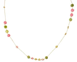 Collana argento dorato con agata e giada rosa/verde Selezione zanolli