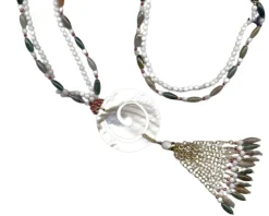 Collana argento dorato con agata indiana e chiocciola madreperla Luisa della salda
