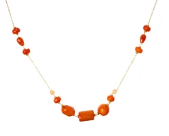 Collana argento dorato con bamboo, corniola e occhio di gatto Selezione zanolli