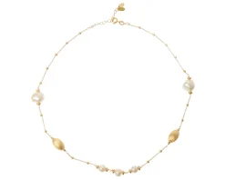 Collana argento dorato con chicco satinato e perla Selezione zanolli