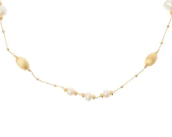 Collana argento dorato con chicco satinato e perla Selezione zanolli