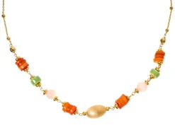 Collana argento dorato con madreperla, ceramica e selenite Selezione zanolli