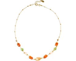 Collana argento dorato con madreperla, ceramica e selenite Selezione zanolli